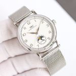 IWC Porofino 39mm 2824 Movement Calendar Sub-dial Silver/Rose Gold Strap Watch